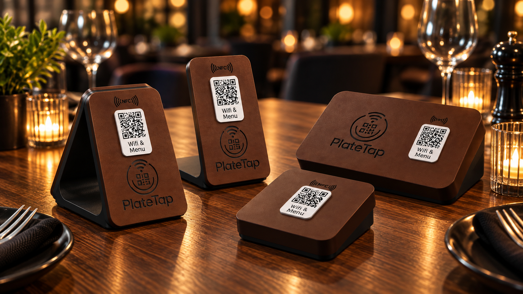 PlateTap stands on a restaurant table